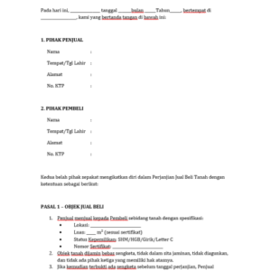 Surat Perjanjian Jual Beli Tanah