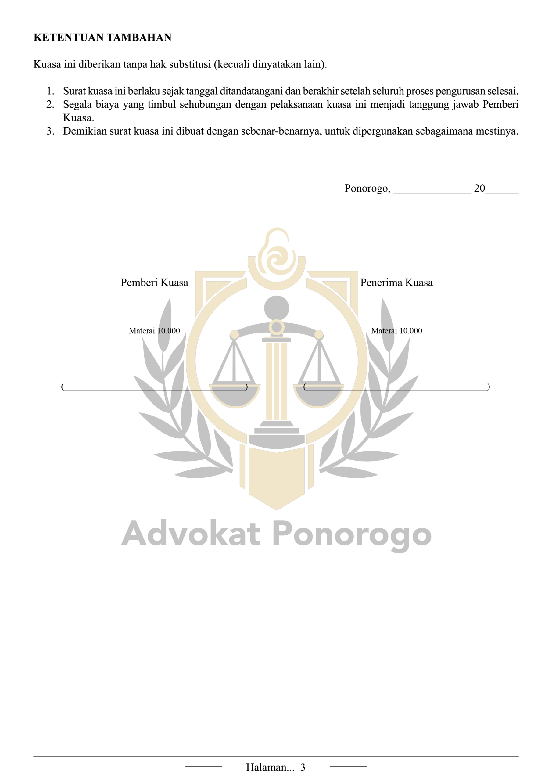 Surat Kuasa Pengurusan Akta Kelahiran Anak (Lengkap & Siap Pakai) - Image 3